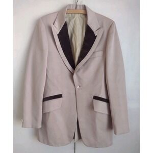 Vtg After Six Brown Tuxedo Jacket 70s Wedding Prom Sz 38 Small Disco Tan 2 Tone